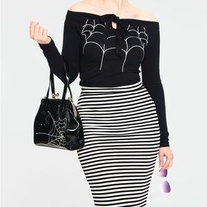 Voodoo Vixen Black & White Striped Pencil Skirt